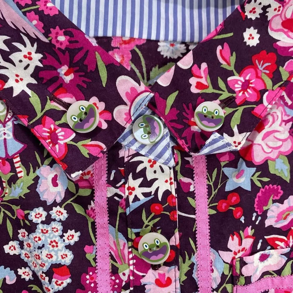 OLLEBOREBLA Floral Top Pink Japanese Street Fashion Blouse Eclectic Artsy Medium - Picture 5 of 7